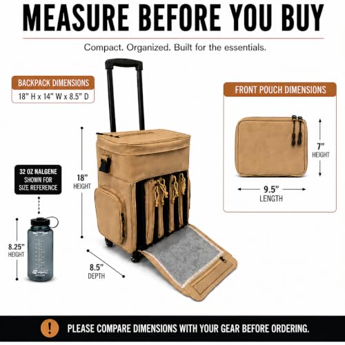 ‘Apollo2’ Tactical Handgun Rolling Range Bag with Wheels Pistol Case Gun Range Backpack Box for Shooting Gear, Ammo, Hunting Supplies, Firearms Storage