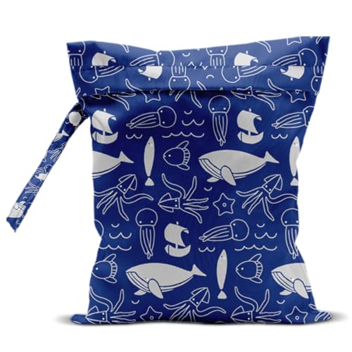 Whale Wet Dry Bags for Diaper Waterproof Swimsuit Washable Reusable Bag for Beach Diapers Dirty Yoga Gym Clothes Plant Gifts for Men Baby Friend Women - color: Fish4