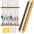 THKFISH Fishing Rod Racks Fishing Rod Holders for Garage Wood Fishing Pole Wall Rack Store 14 Fishing Rod Combos,1 Pair - color: Vertical Rod Rack-for 14 rods