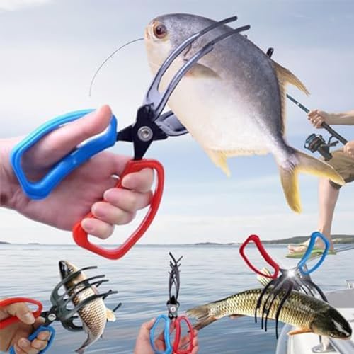 2 Packs 2/3 Claw Fish Gripper, Metal Fishing Pliers Gripper Catch Fish Control Clamp, Three Teeth Fishing Pliers Control Forceps Fishing Accessories for Most Freshwater Fish Grip Tackle Holder - color: 2 packs-3claw