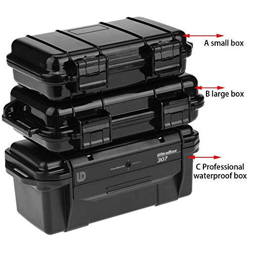 Tbest Outdoor Waterproof Shockproof Airtight Survival Box Storage Container Case Carry Box Black Dry Storage Box for Fishing Camping Hiking Outdoor Activities - color: C
