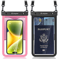 Rynapac Large Waterproof Phone Pouch [Up to 8.5"] - 2 Pack IPX8 Waterproof Phone Case for iPhone 17 16 15 Pro Max Galaxy S26 Ultra, Touchscreen & Underwater Photography, Beach Cruise Essentials 2026 - color: [Black + Pink] Large Waterproof Phone Pouch, si