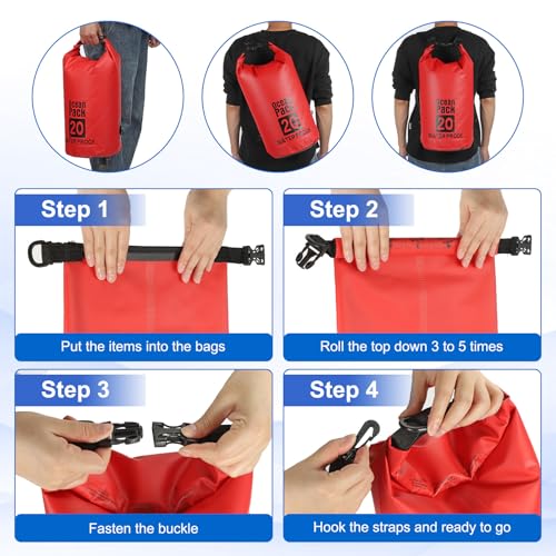 Waterproof Dry Bag, 20L Fit for Women Men Water Proof Bags Lightweight Dry Storage Floating Backpack with Whistle for Travel Backpacking Boating Kayaking Camping (Black) - color: Black, size: 20L