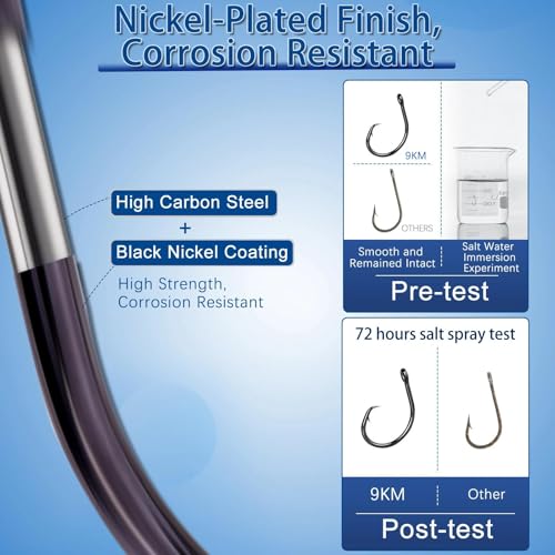 9KM DWLIFE Circle Hooks 25pcs 4X Strong Fishing Hooks – High Carbon Steel, Non-Offset Closed Eye, Wide Gap for Catfish, Striped Bass, Salmon –Circle Hooks for Saltwater & Freshwater - size: 7/0#