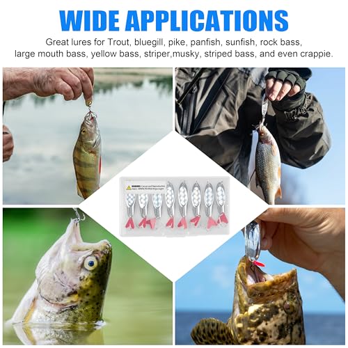 Fishing Spoons Lures, 8pcs Metal Casting Jigging Spoons Silver Trolling Pike Spoon Trout Lures with Treble Hooks for Bass Trout Salmon Pike Walleye Fishing - size: 1/2 oz_8pcs