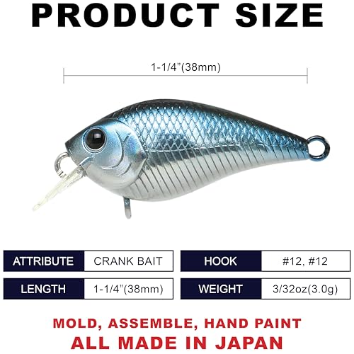 Lucky Craft LC 0.3 Squarebill Crankbait, Silent Fishing Lure for Bass Trout and Pike, Made in Japan, Freshwater Fishing Gear, Hard Bait Bass Lures - color: 052 Aurora Black