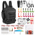 117Pcs Fishing Backpack with Tackle Boxes, Waterproof Fishing Tool Kit with Pliers, Fish Hook Remover, Lip Gripper Ideal Gift for Boys, Grandsons, Husband