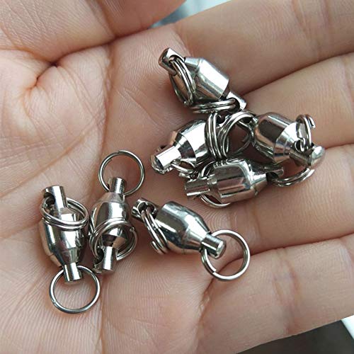 25/50pcs Ball Bearing Swivel Fishing Stainless Split Ring Fish Hooks Connectors for Saltwater 7LB-132LB - size: 4#-0.87"/33LB-50PCS