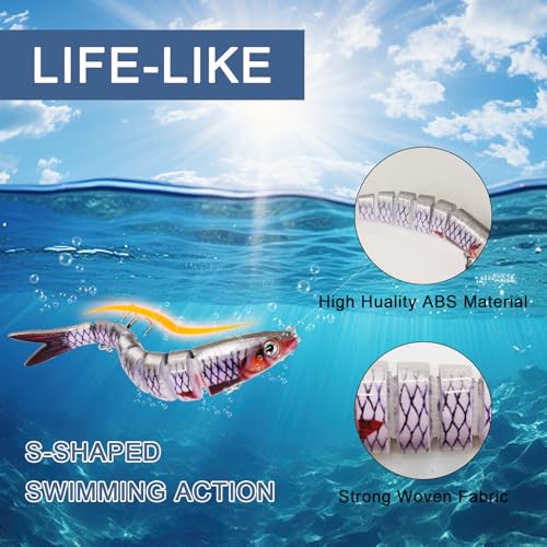 Fishing Lures for Bass Trout Topwater Multi Jointed Swimbaits Slow Sinking Bionic Swimming Lures Bass Freshwater Saltwater Bass Lifelike Fishing Lures Kit - color: Combo R
