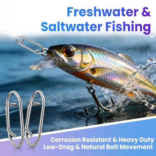 Power Fishing Clip - Fishing Speed Clips 50Pcs Stainless Steel Quick Change Connector,Link Split Rings Snaps for Lures Saltwater Size S# M# L# - size: S#_50pcs
