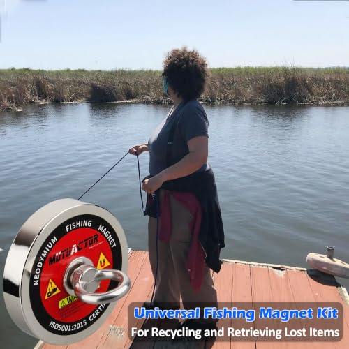 MUTUACTOR Powerful Fishing Magnet Kit Heavy Duty,1400lbs Φ4.21” Permanent Neodymium Magnets,Rare Earth Magnets with 65FT Rope Gloves for Treasure Hunting Metal Retrieval Underwater Searching - style: 1400lb Magnet with Box--Φ 4.21"