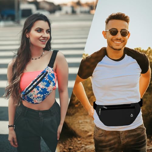 Fanny Pack for Women Men,Crossbody Fanny Pack Water Resistant Sports Waist Bag Pack, Belt Bag for Travel Hiking Running - color: 1pack-blueflower