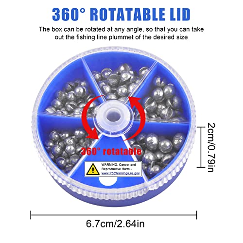 Split Shot Fishing Weights Kit, 4.23oz/Box Round Split Shot Fishing Sinkers Removable Small Fishing Egg Weights Fishing Gear Tackle 7 Sizes - color: 120g Blue Box Kit (5 sizes)