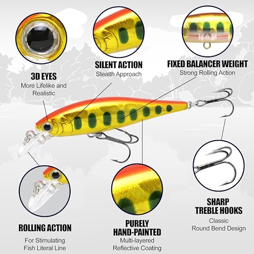 LUCKY CRAFT Pointer 78SP Fishing Lures, 3” Jerkbait Freshwater Bass & Trout Lures, Suspending 4ft–5ft Depth, Jerkbait with Walk-the-Dog Action, Precision Bass Fishing Gear and Accessories - color: 056 Rainbow Trout, size: PT65