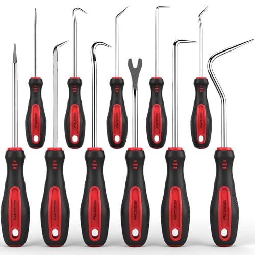 11-Piece Large Hook and Pick Set with Clip Removal Tool, Precision O-Ring Removal Kit for Automotive Mechanic and Electronic Maintenance Car Auto Oil Seal Mini Hooks