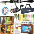 PLUSINNO Fishing Rod, Telescopic Fishing Rod and Reel Combo, Collapsible Travel Fishing Pole Rod Starter Kit, Carbon Fiber Fishing Rods and 12 +1 Bearings Stainless Steel, Fishing Gifts for Men Adults - color: Rod Combo & 137 Tackle Kit, size: 1.8m 5.91ft