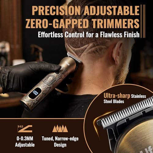 Ufree Beard Trimmer, Hair Clippers Mens Shaver Electric Razor, Hair Trimmer for Men Cordless Barber Clippers and Trimmers Set, Hair Cutting Kit for Men Grooming Gifts - color: Bronze
