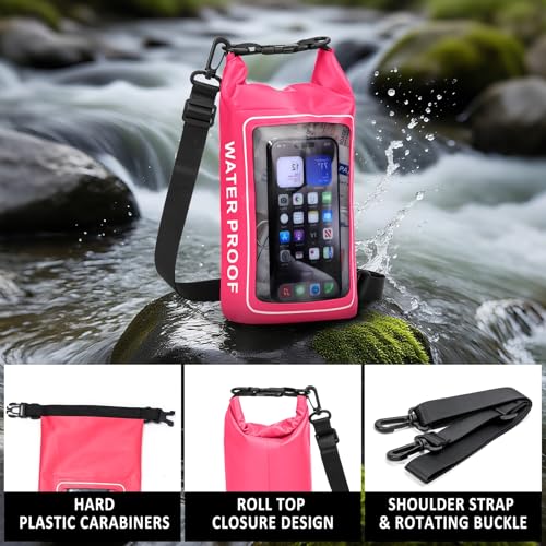 154 Pieces Waterproof Boat First Aid Kit Dry Bag with Out Bags Pouch Roll Top Boat Emergency Kit 2-in-1 for Camping Fishing Kayaking Swimming Rafting - color: Pink
