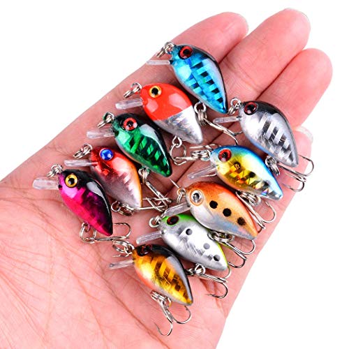 Aorace Fishing Lures Kit Mixed Including Minnow Popper Crank Baits with Hooks for Saltwater Freshwater Trout Bass Salmon Fishing - color: Item-E 56pcs