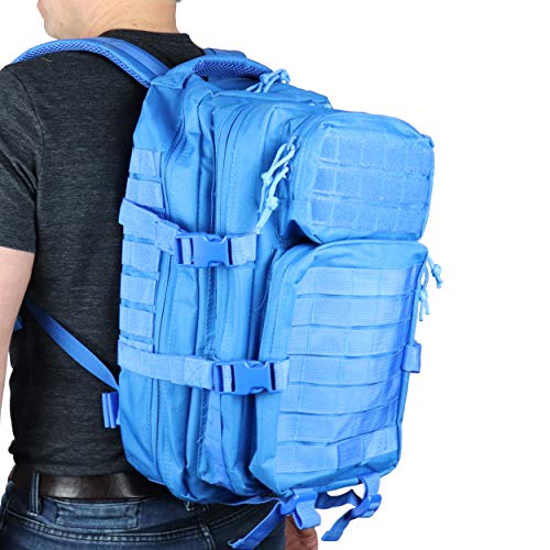 OSAGE RIVER MOLLE Fishing Backpack with Rod Holder - 600D Large Tackle Bag for Trays and Fishing Accessories - Tactical Backpack for Camping, Traveling, Hunting - Electric Eel Blue - color: Electric Eel Blue