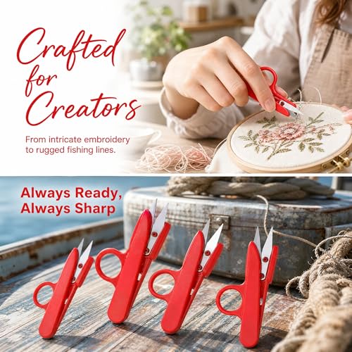 Thread Snips Precision Sewing Nippers Small Plastic Craft Clippers Suitable for Thread Snips Scissors for Sewing Embroidery Fabric Fishing Line Thick Material Cutting(Red)