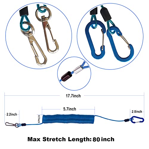 Fishing Lanyard, Heavy Duty Coiled Lanyards Stainless Steel Wire Inside, Safety Rope Extension Cord Tether Retractable Fishing Accessories for Rods, Pliers, Boating, Paddles, Kayak - color: Blue