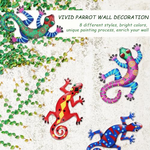 Tandefio 8 Pcs Metal Wall Decor Wall Art Hanging Decorations Outdoor Indoor Sculptures for Garden Fence Pool Home Porch(Lizard, Gecko) - style: Lizard, Gecko