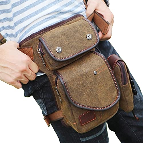 Canvas Drop Leg Bag Outdoor Waist Pack for Men Women Tactical Military Motorcycle Bike Cycling Multi-Pocket Waist Fanny Pouch Travel Hiking Climbing Thigh Bag Pocket Lake Blue - color: #05Lake Blue