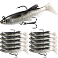 Soft Fishing Lures Shad Minnow Swimbaits, Pre-Rigged Jig Heads Paddle Tail Swim Baits for Bass, Trout, Walleye, Crappie, Sinking Jigs Bait for Saltwater Freshwater, Fishing Gifts for Men - color: A2-Weedness Pre Rigged Swim Baits-10pcs- 3.15inch