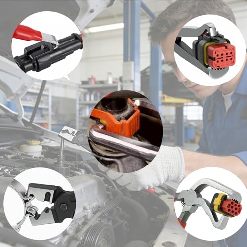 Automotive Electrical Disconnect Pliers Kit, Upgraded High-Carbon Steel Connector Release Tool Set with Straight & Angled Pliers and Terminal Removal Tool for Car Wiring Harness Repair - size: 4SET