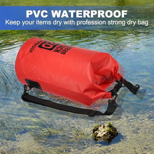 Waterproof Dry Bag, 20L Fit for Women Men Water Proof Bags Lightweight Dry Storage Floating Backpack with Whistle for Travel Backpacking Boating Kayaking (Rose Red) - color: Rose Red, size: 20L