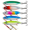Saltwater Fishing Jigs Metal Jigging Spoon Long Casting Fishing Spoons Lures Jigging Fishing Lures Sinking Metal Spoon Vertical Slow Pitch Jigs with Assist Hook for Bass Salmon Trout - size: 5 pcs - 3/4 oz