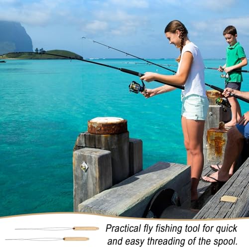 Fly Tying Bobbin, Stainless Steel Bobbin Threader with Ergonomic Handle, Durable Fly Tying Tools for Fly Fishing, DIY Flies, Worm Threader Fishing Tool 2PCS