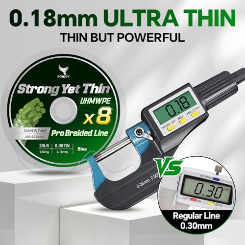 Ultra-Thin 20LB 8-Strand Braided Fishing Line 0.18mm with Knots Guide Card, Stronger than 4-Strand PE Line, Smooth as Silk & Longer Casting, Ideal for Bass Trout Fishing in Freshwater/Saltwater - color: Green, size: 20LB 330YDS