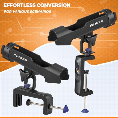 PLUSINNO Fishing Boat Rods Holder Large Clamp Opening 360 Degree Adjustable Fishing Rod Racks Folding Holder - color: RH30 MAX OPENING 4.75 inch 1Pack