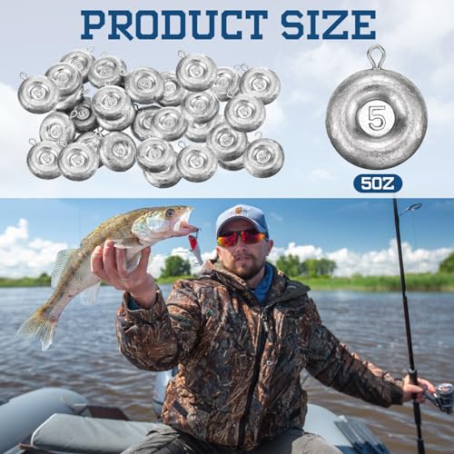 24 Pieces Fishing Disc Sinkers Weights Disc Sinker Fishing Sinkers Weights for Saltwater Catfishing Trolling Surf Tackle - size: 5 oz