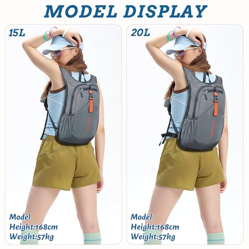BECOJADDE 15L Small Hiking Backpack for Men Women Foldable Packable Back Pack Ultralight Hiking Daypack for Travel Camping Outdoor, Gray - color: Gray, size: 15L