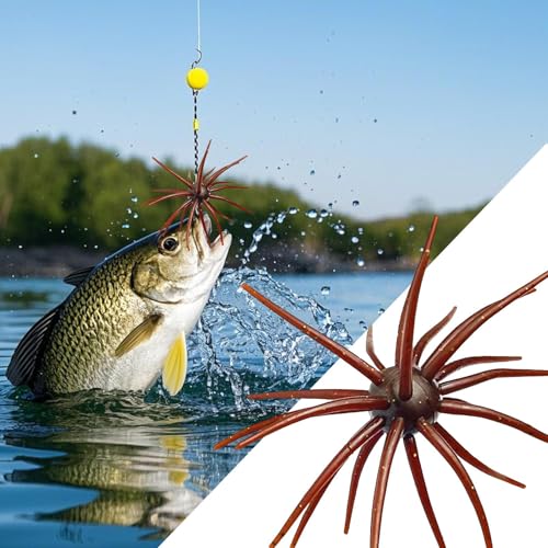 Tentacle Creature Lure Floating Fishing Lures Soft Artificial Baits for Bass Fishing - color: Flash brown