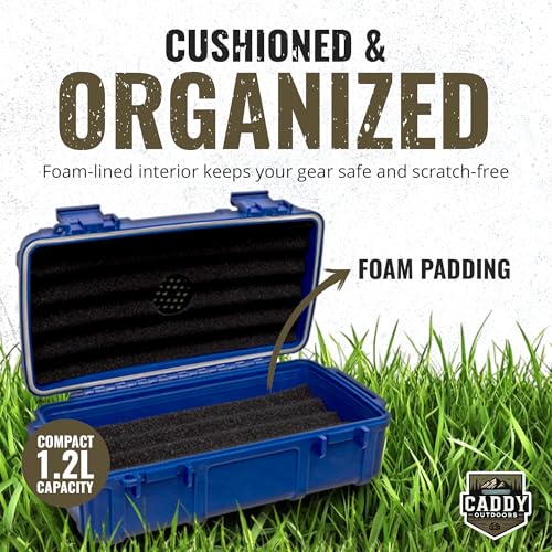 Waterproof Storage Case 1.2 L Capacity – Heavy-Duty Gear Box with Foam, Carabiner & Lanyard – Crushproof, Airtight Outdoor Container for Camping, Hiking, Fishing - color: Navy Blue