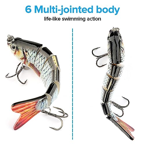 Realure 3 Pack Multi-Jointed Pike Swimbaits, 10.2cm 14g Slow Sinking Articulated Lures with Multi-Size Fishing Leaders, 3D Lifelike Glide Baits for Pike Muskie Bass Freshwater Saltwater