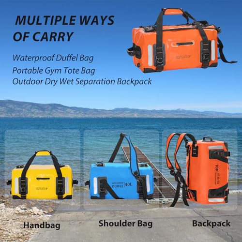 ESONE Dry Bags Waterproof Backpack for Men/Women, 90L, Ideal for Kayaking, Boating, Camping, Paddle Boarding, Surfing, Travel - color: Orange, size: 90L