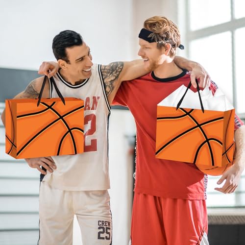 Hooqict Large Basketball Gift Bag Basketball Birthday Gift Wrap Bag with Handles, Tissue Paper, Greeting Cards for Kids Boys Men Sports Themed Goodie Treat Party Favors - color: Basketball