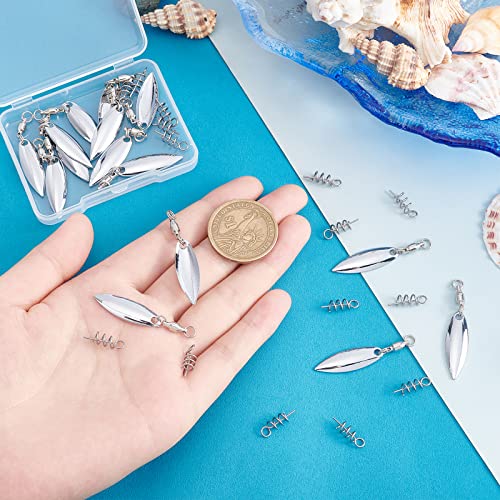 SUPERFINDINGS 15Pcs Fishing Lures Willow or Colorado Blade Spinner Blades Bearing Swivels Tail Spinner Spinnerbait Lure Making Supplies Bass Lures - color: Stainless Steel