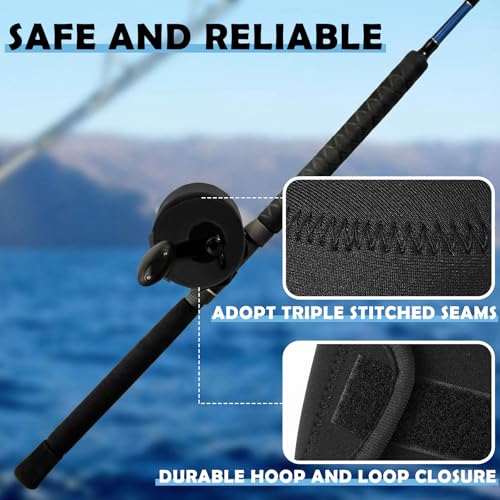 2 Pcs Black Spinning Reel Cover Fishing Reel Case Bag Gloves and 2 Pcs Black L Size Rubber Neoprene Protective Cover Soft Adjustable Case Pouch Sleeve Gloves Fits 2000-3000 Size