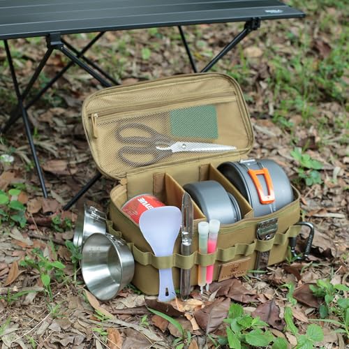 Tactical Camping Storage Bag 9L Tactical Utility Tote Bag Camping Cookware Organizer Trunk Organizer - color: Khaki