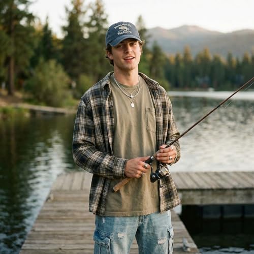 Fish Hats for Men Women,Funny Fishing Lover Gifts,Embroidered Washed Distressed Baseball Cap,Vintage Trucker Hat - color: Women-blue