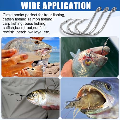 Circle Hooks Saltwater Catfish Fishing Hooks,50/100pcs Octopus Offset Sport Circle Fish Hooks for Catfish Rigs Bass Fishing Saltwater Freshwater Hook Size:8#-10/0 - size: 50pcs_3/0