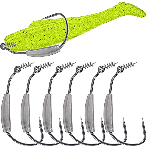 Weighted-Swimbait-Hooks-Jig-Heads-Soft Plastic Worm Fishing Hooks 3/0 4/0 5/0 6 Pack - size: Size 4/0,3/16oz 5.4g, 6-pack