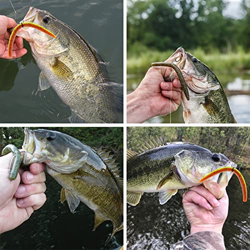 Goture Wacky Worm Fishing Lure Kit with Soft Plastics, Wacky Rig Tools, O-Rings, Worm & Drop Shot Hooks, Beads, Weights & Tackle Box - color: B-143pcs Wacky Worm Tool Kit(5" Soft Worm)