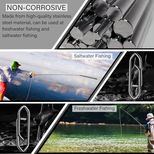 Atibin Stainless Lock Snaps Swivel Steel Saltwater Connector Fishing Snap Line High Strength Fishing Clip Power Lure Connector - color: Black, size: Size000 (37lb) 50 pcs